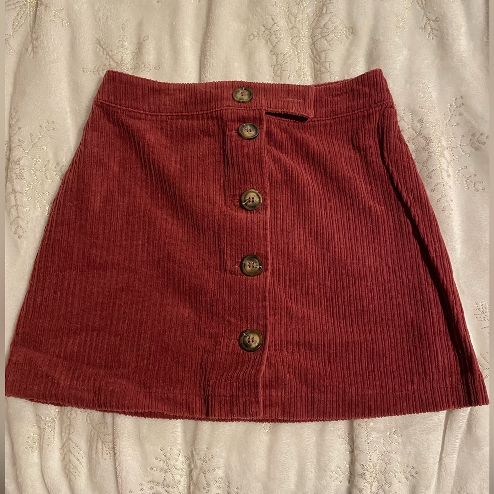 Red Corduroy Skirt